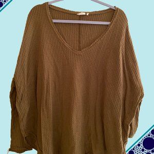 Green Loose-fit Waffle Long Sleeve